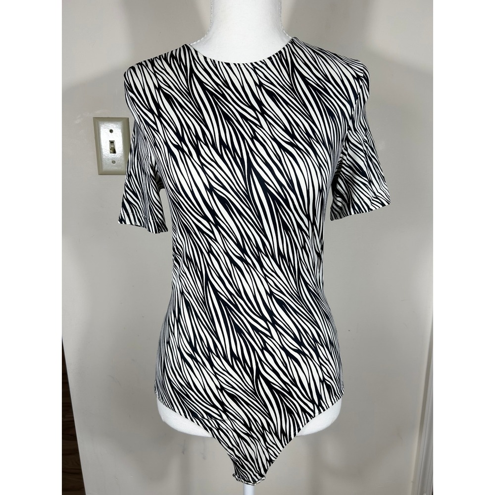 COSABELLA Zebra Print Bodysuit Top Women's L Chic Bold‎ Sleek Clubwear Italy GNO
